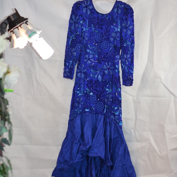 Ashley of London Vintage 100% silk /beaded/sequin Dress SZ L - Picture 2 of 14